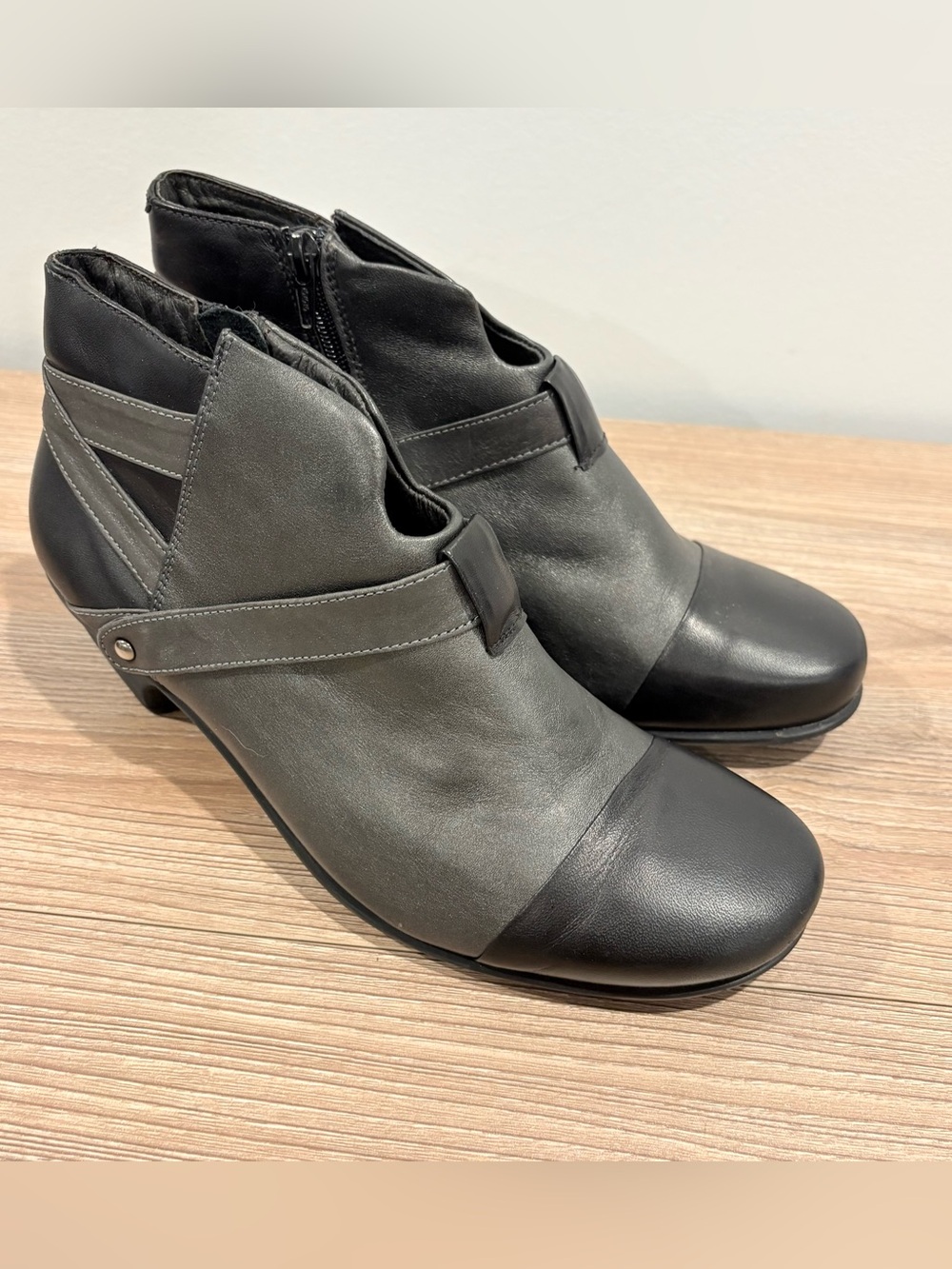 Naot 'Modern' Black Leather Ankle Booties